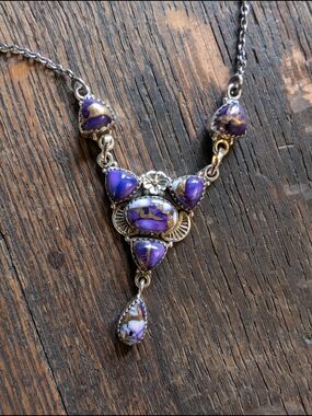 925 Sterling Purple Dahlia Stone Pendant Necklace - Women Jewelry